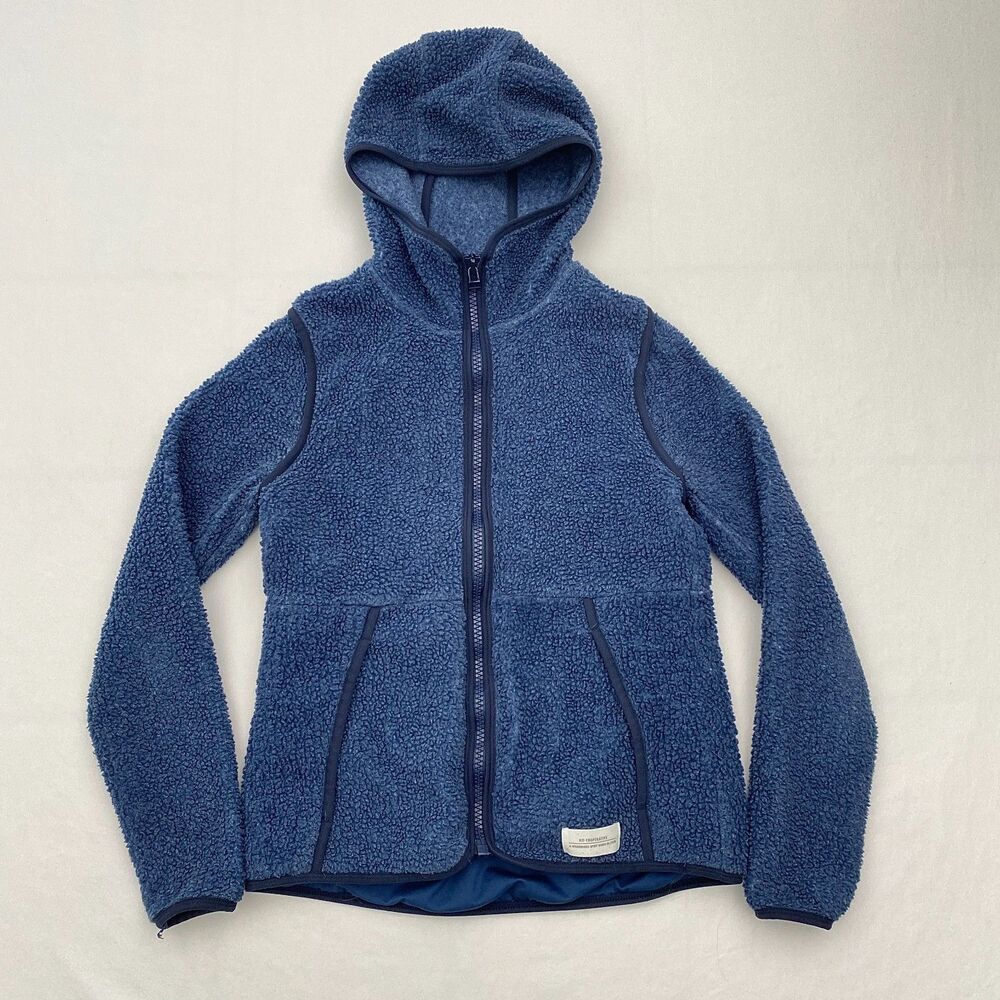 REI Fleece Jacket Womens XS Blue Hoodie Full Zip Cozy Gorpcore Teddy Sweatshirt